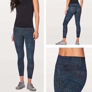 LULULEMON Wunder Under Hi-Rise 7/8 Tight 4 Linear Flux Battleship Multi